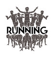 group of people running with text running marathon vector image