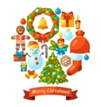 merry christmas holiday greeting card vector image