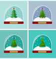 set snow globes with christmas tree vector image