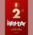 burning birthday candle in the form of number 2 vector image vector image