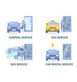 online car and public vehicle srvices flat vector image