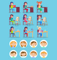 school children art and chemistry or lierature vector image vector image