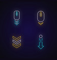 scrolldown indicators neon light icons set vector image vector image