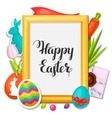 happy easter photo frame with decorative objects vector image