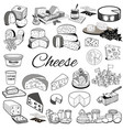 set sketches hand-drawing cheese products vector image