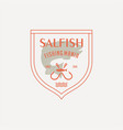 salmon fish logo seafood label badge vector image vector image