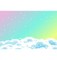 blank rainbow pastel sky background with clouds vector image
