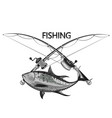 tuna and fishing rod symbol vector image