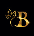 golden monogram beauty logo initial letter b vector image vector image