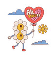 groovy distorted funny flower character t-shirt vector image vector image