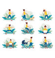 woman doing different outdoor activities running vector image