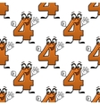 seamless pattern with cartoon numbers four vector image