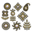 textile embroidered patches with sequins vector image vector image