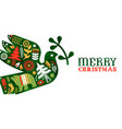 merry christmas retro watercolor folk bird banner vector image