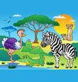 savannah scenery with animals 6 vector image