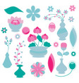 cute flowers pattern and pots on white background vector image vector image