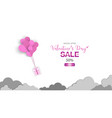 valentines day with heart balloon gift box vector image