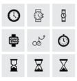 black clock icon set vector image vector image