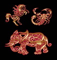 golden animal horse scorpion elephant vector image vector image