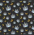halloween seamless pattern with cute castle vector image