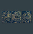 japanese leaves art deco patterns floral vector image