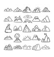 mountains hand drawn doodle line art outline set vector image vector image