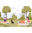 picnic in park summer leisure activity couple vector image vector image