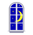 night window with moon and stars vector image