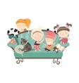 happy kids sitting on the couch vector image vector image