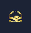 ranch house nature landscape gold logo vector image
