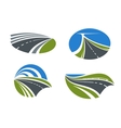 roads and highways icons with nature landscapes vector image