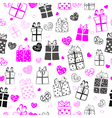 seamless pattern of hearts and gift boxes vector image vector image