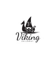 vintage sailing viking ship with v logo design vector image vector image