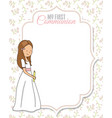 first communion girl invitation card vector image vector image