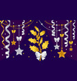 gold christmas decorations on a purple background vector image