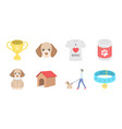 pet dog icons in set collection for design caring vector image