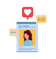 profile social network woman with speech bubble vector image