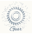 gear and vintage sun burst frame vector image