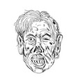 zombie head front drawing vector image vector image