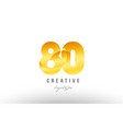 80 gold golden metal gradient number logo icon vector image