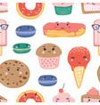 desserts seamless pattern sweets and treats vector image