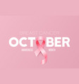 october breast cancer banner card placard vector image