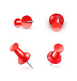 realistic plastic glossy red push pin 3d vector image vector image