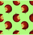red apple while core half seamless pattern vector image