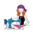 A sewing machine with girl Royalty Free Vector Image