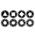 camera shutter icons set lens diaphragm vector image