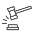 judge hammer line icon judgment and law auction vector image