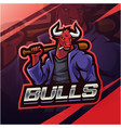 bull baseball esport mascot logo design vector image