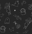 halloween seamless pattern design cute cartoon vector image vector image