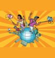african american family tourists and selfie vector image